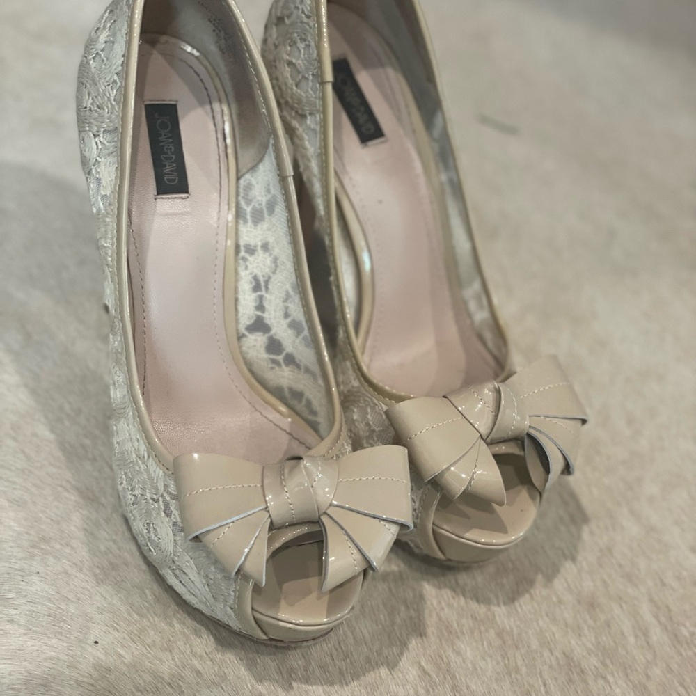 Joan & David Open Toe High Heel With Bow & Lace - image 2